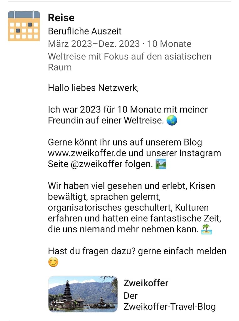 Auslandsaufenthalt im Lebenslauf?